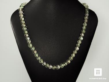 Празиолит. Бусы из празиолита (зелёного кварца), огранка