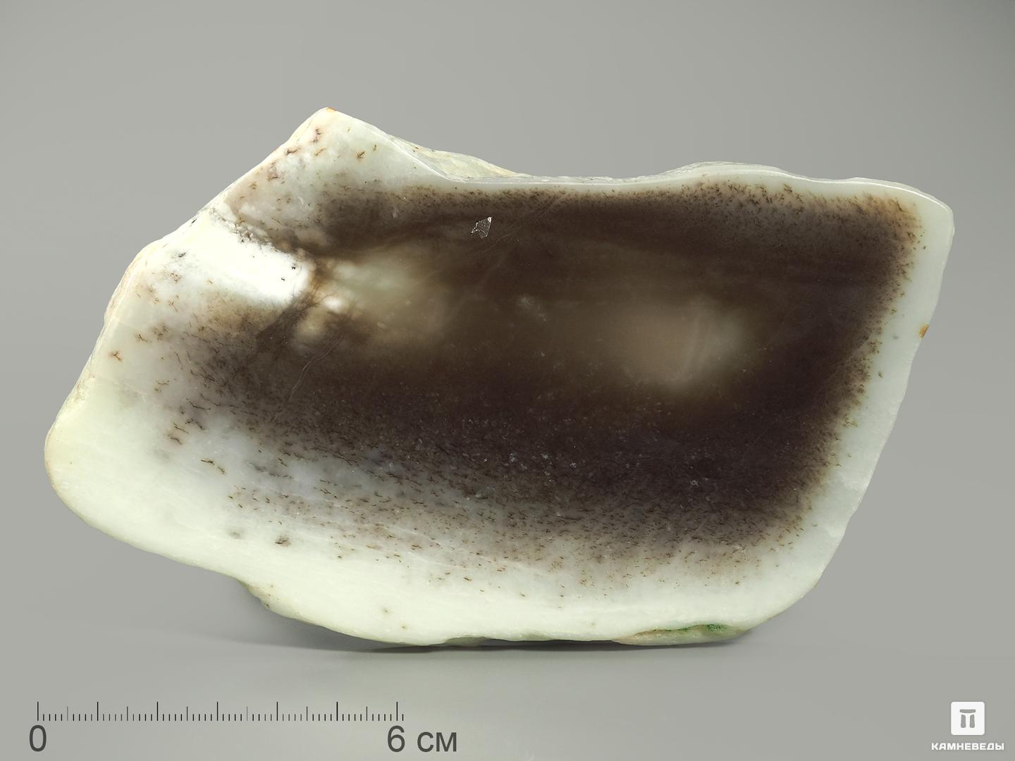 Нефрит моховой, полированный срез 13-14 см подсвечник кристофф 2 лиловый 14х8 5 см