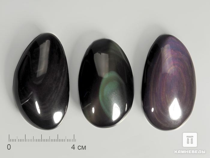 Обсидиан радужный, полированная галька 5,5-6,5 см (50-60 г), 4629, фото 1