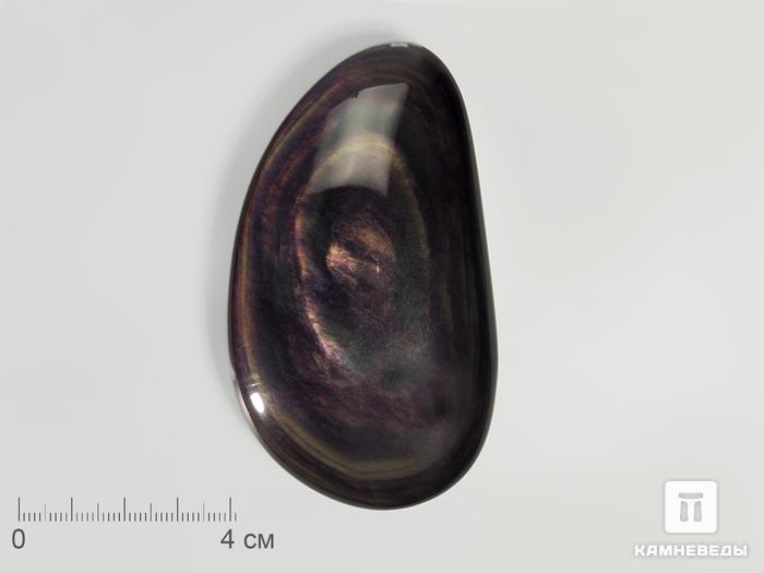 Обсидиан радужный, полированная галька 8,5х5,5 см, 4634, фото 2