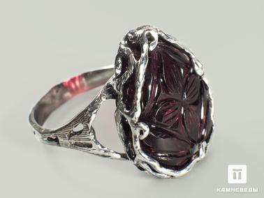 Турмалин, Рубеллит. Кольцо с рубеллитом (турмалином), резьба