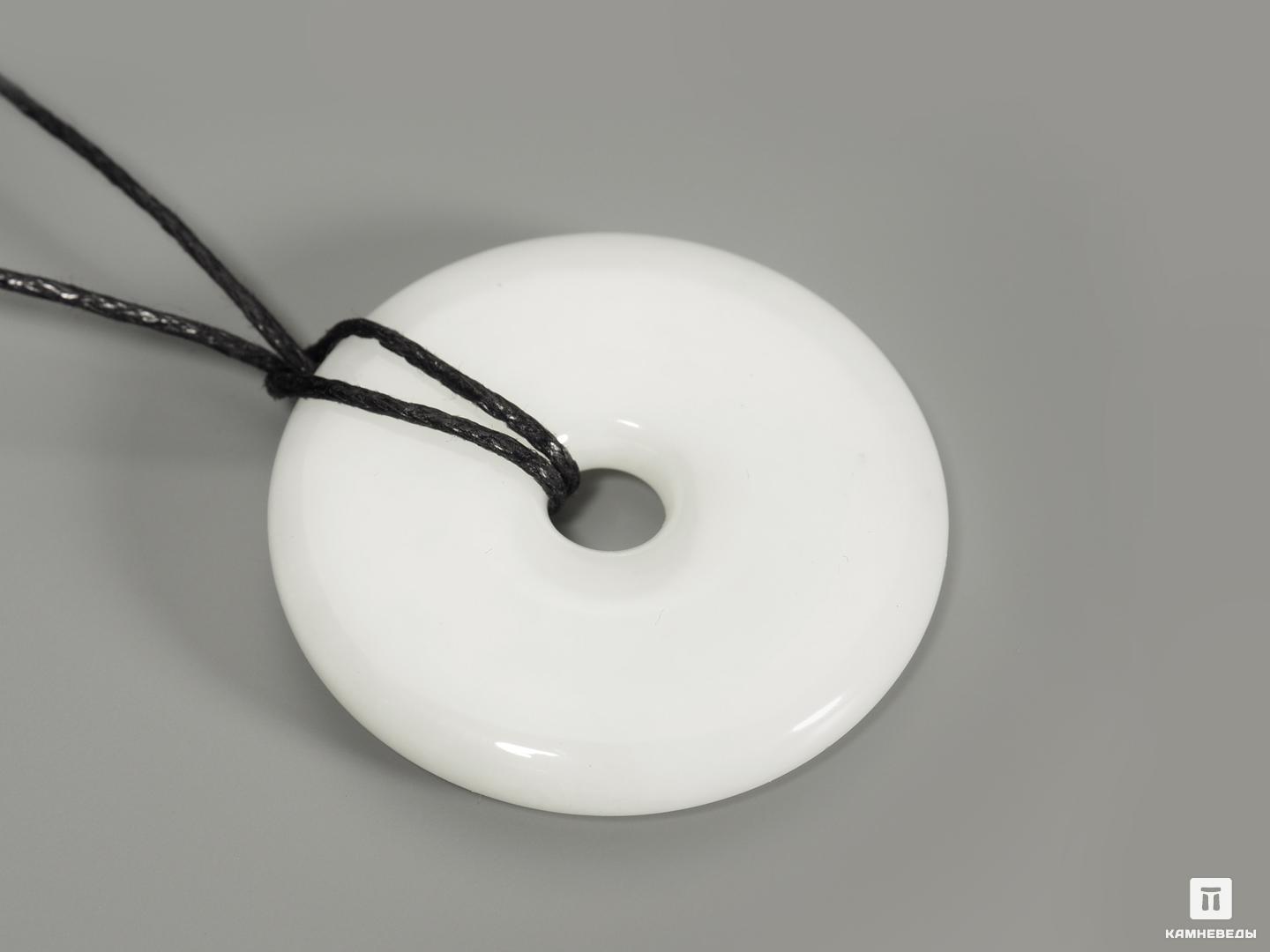 Кулон диск из белого нефрита, 3,6х0,6 см, 5239, фото 2