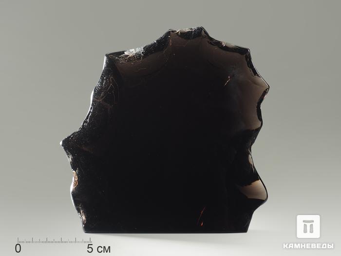Срез обсидиана (обсидиановое зеркало), 14х14х4 см, 5896, фото 2