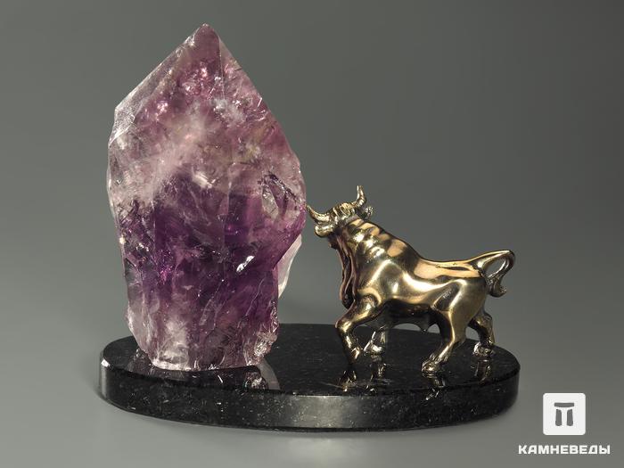 Композиция «Бык» с кристаллом аметиста, 10х8,8х5,3 см, 6231, фото 2
