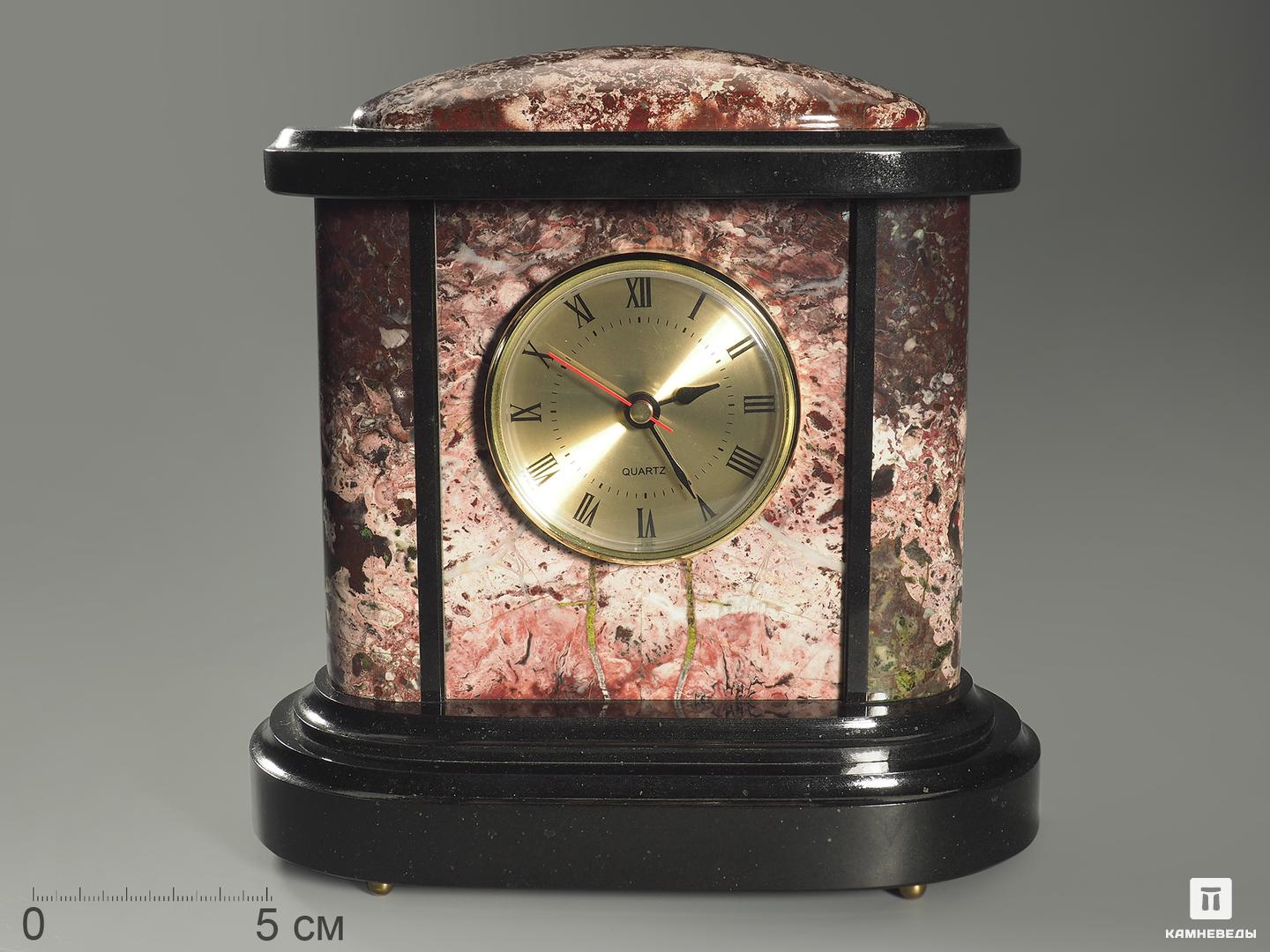 Настольные часы из яшмы и долерита, 18,5х18х10 см часы будильник настольные медь розы jc 11924