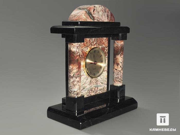 Настольные часы из чёрного мрамора и яшмы, 24х20х10 см, 6170, фото 3