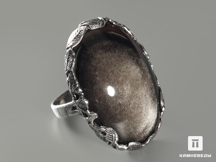 Кольцо с обсидианом серебристым, 6415, фото 1