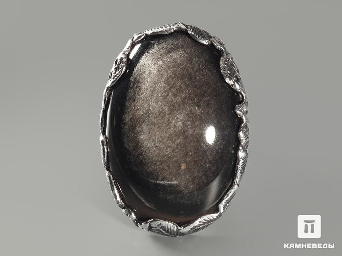 Кольцо с обсидианом серебристым, 6415, фото 2