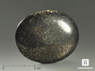 Пирит, Доломит. Пирит в доломите, полированная галька 6,7х5,5х1,6 см