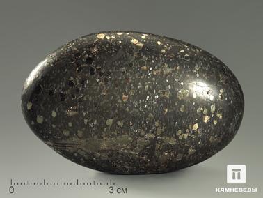 Пирит, Доломит. Пирит в доломите, полированная галька 7,3х4,6х2,1 см
