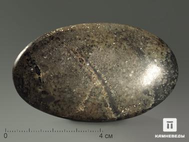 Пирит, Доломит. Пирит в доломите, полированная галька 7,2х4,2х1,4 см