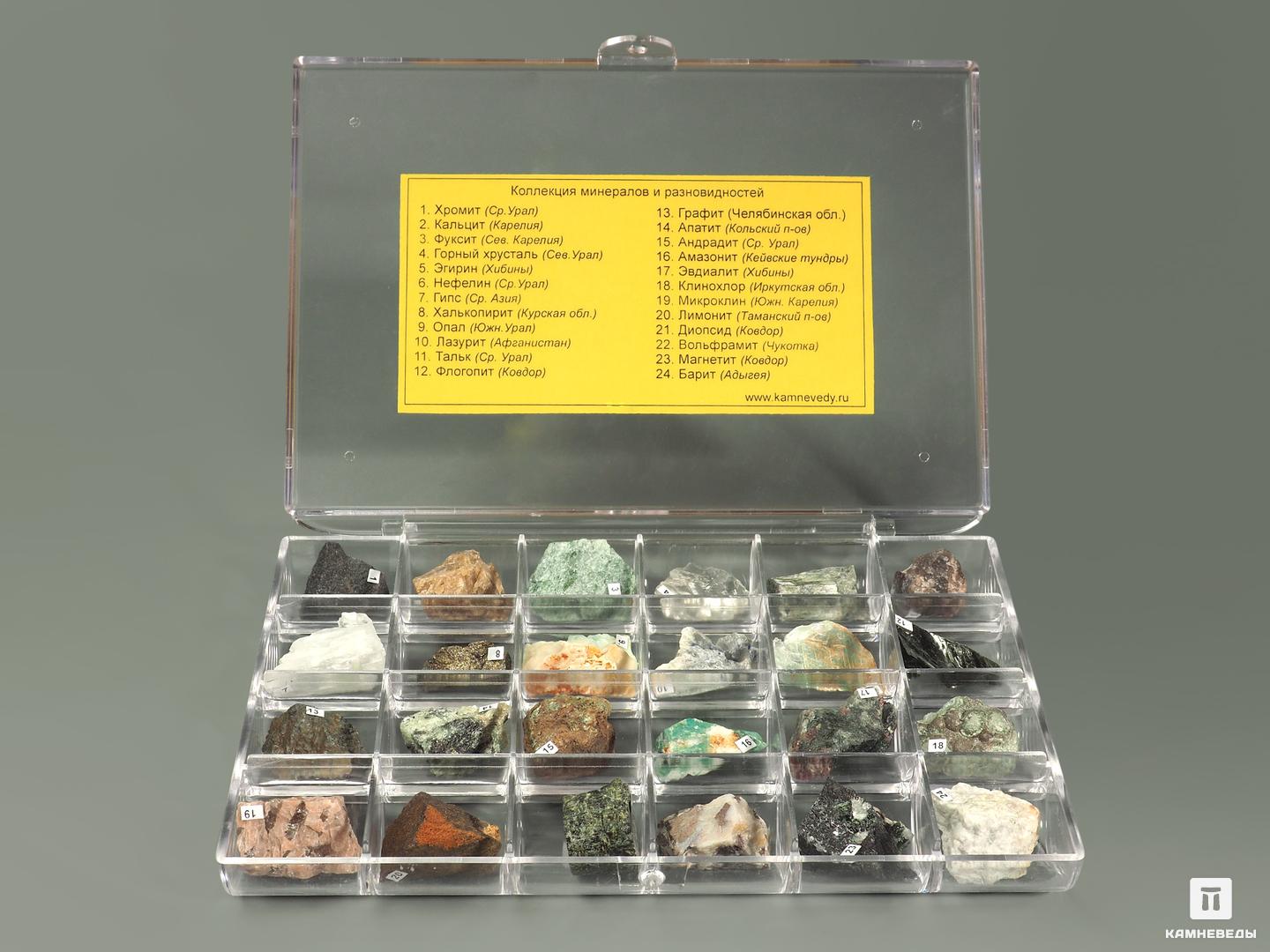 Коллекция минералов и разновидностей (24 образца, состав №10)