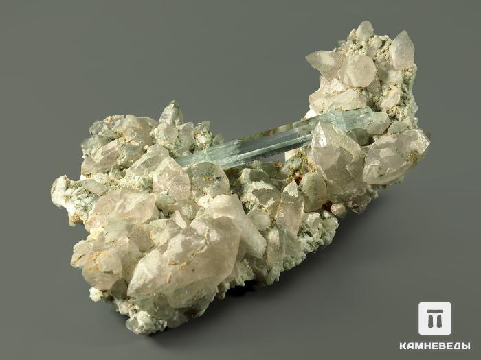 Аквамарин, кристалл на кварце 11,4х10,1х2,5 см, 6927 (К-30), фото 2