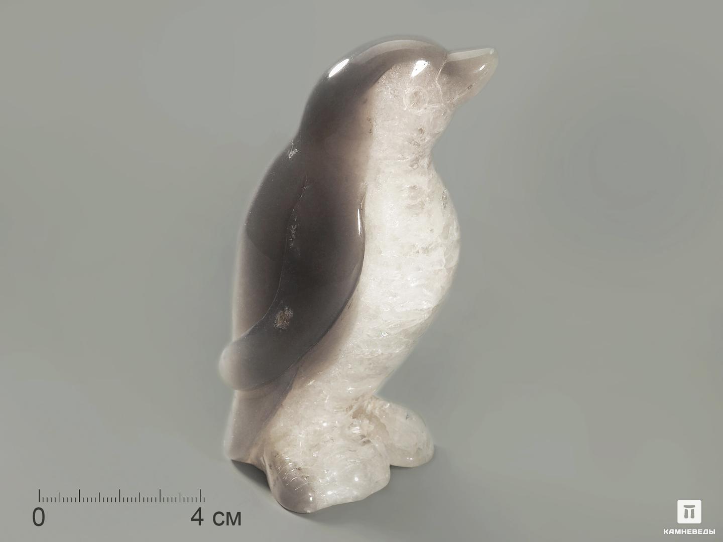 Пингвин из агата с кварцем актинолит с кварцем 20 5х8х7 5 см