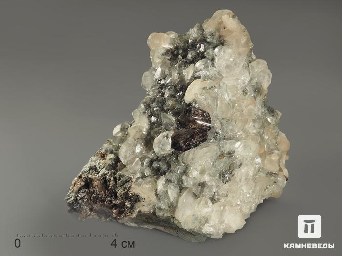 Титанит с кристаллами кальцита, 9,3х7,9х7,3 см, 7276, фото 2