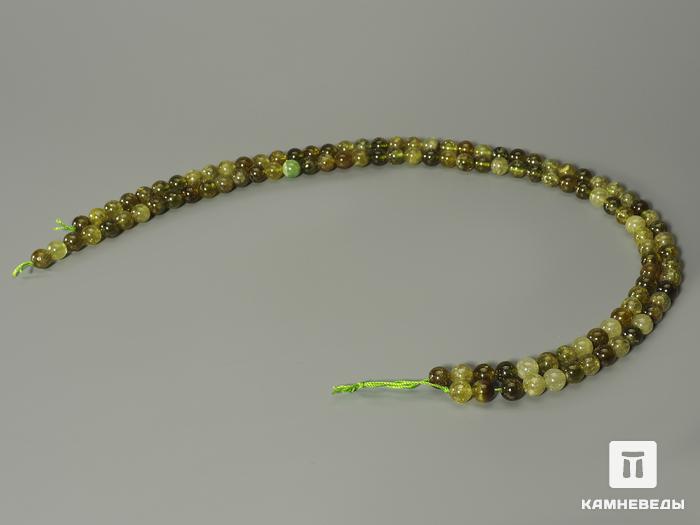 Бусины из граната зеленого (гидрогроссуляр), 55 шт. на нитке, 7-8 мм, 7323, фото 2