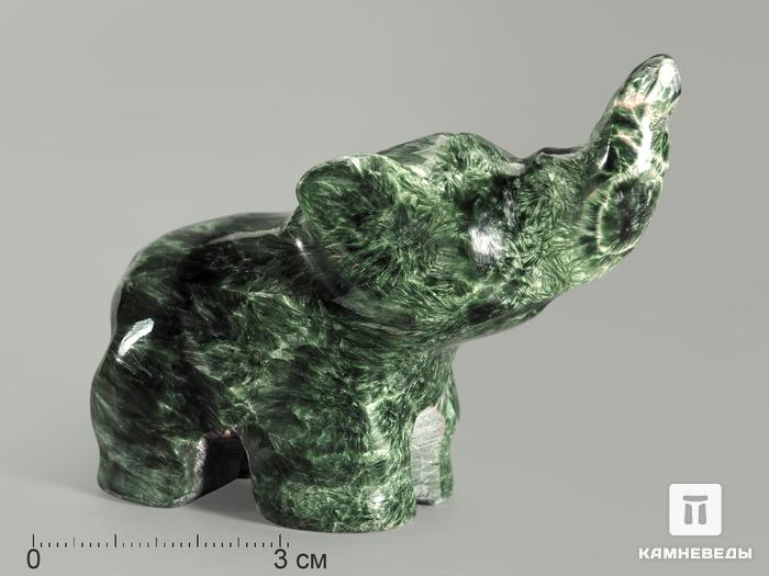 Слон из клинохлора (серафинита), 8х6,2х3,5 см, 7383, фото 1