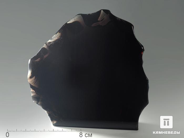 Срез обсидиана (обсидиановое зеркало), 13,5х12,5х4 см, 4601, фото 1