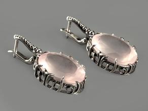 Серьги с розовым кварцем, огранка