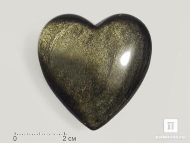 Обсидиан. Сердце из золотистого обсидиана, 5х4,8х1,8 см