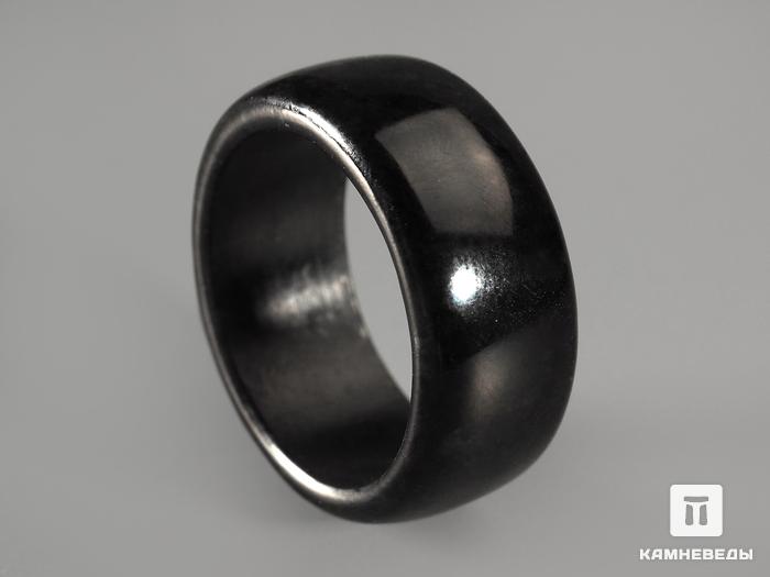 Кольцо из чёрного нефрита, ширина 9-10 мм, 7989, фото 1