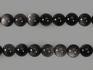 Бусины из обсидиана серебристого, 47 шт на нитке, 8-9 мм, 8206, фото 1