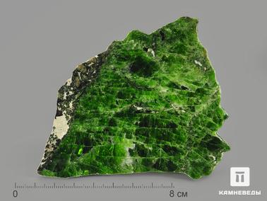 Хромдиопсид. Хромдиопсид, полированный срез 9,5х7,8 см