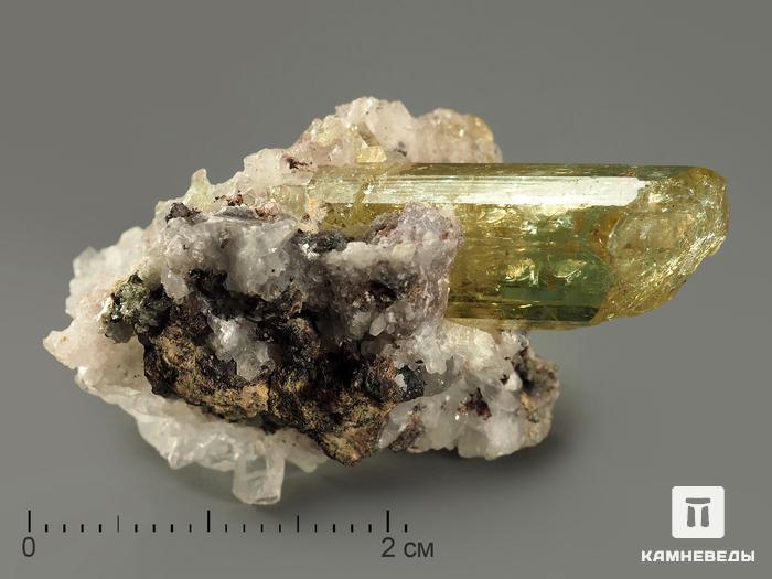 Апатит, кристалл в породе 4,2х2,7х2,2 см, 7697, фото 1