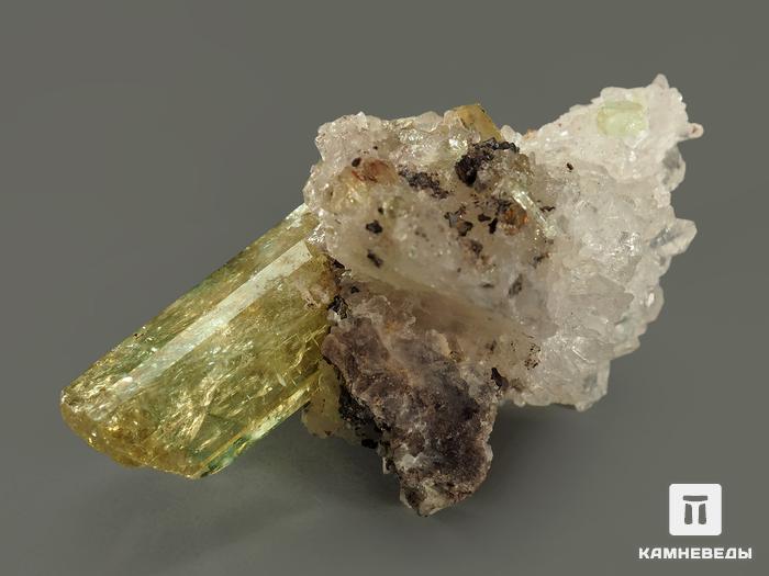 Апатит, кристалл в породе 4,2х2,7х2,2 см, 7697, фото 2
