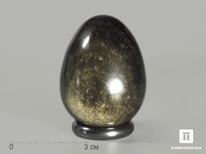 Яйцо из обсидиана золотистого, 4,5х3,4 см, 8749, фото 1