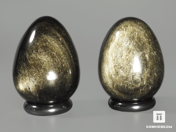 Яйцо из обсидиана золотистого, 4,5х3,4 см, 8749, фото 2