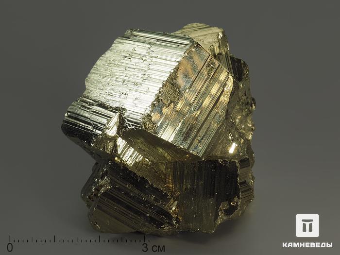 Пирит, сросток кристаллов 5,5х4,4х4 см, 10-599/2, фото 2