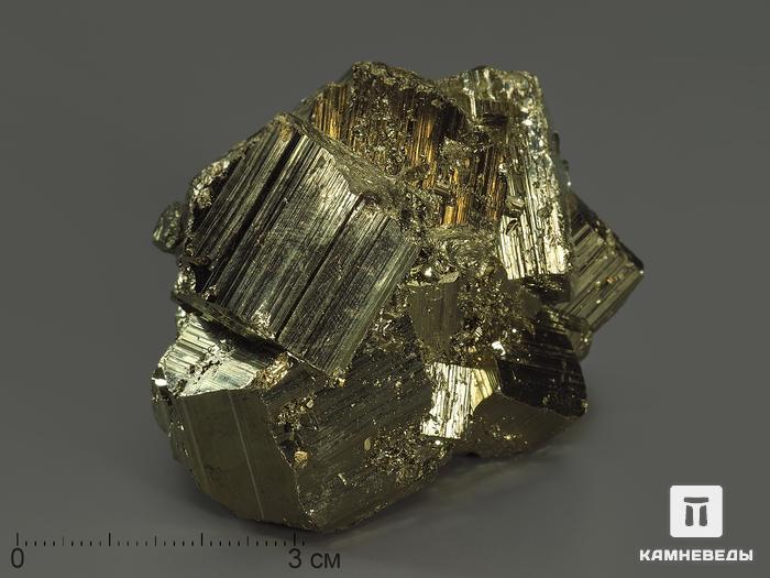 Пирит, сросток кристаллов 5,5х4,4х4 см, 10-599/2, фото 3