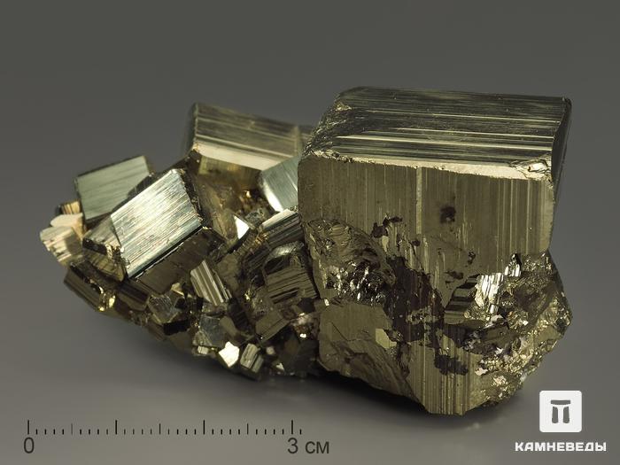 Пирит, сросток кристаллов 5,8х3,5х2,9 см, 10-599/4, фото 1