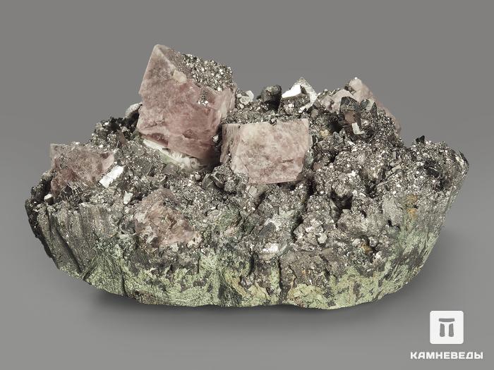 Кристаллы розового флюорита на арсенопирите, 11х8,4х5,9 см, 9259, фото 2