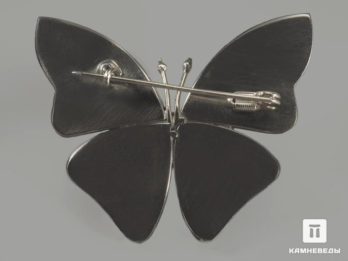 Брошь «Бабочка» с кахолонгом (белым опалом), 4,3х3,5 см, 1213, фото 2