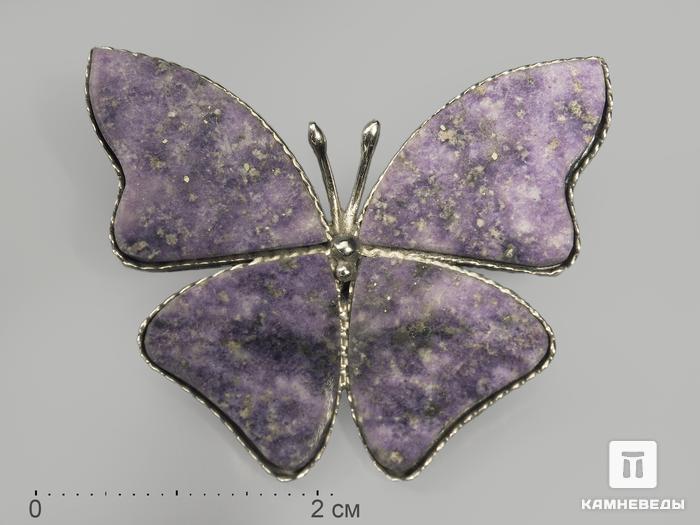 Брошь «Бабочка» с лепидолитом, 3,8х3,2 см, 9632, фото 1