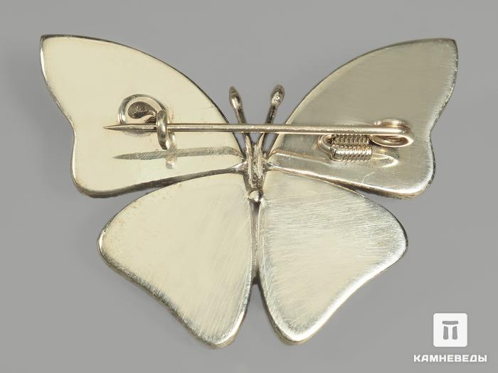 Брошь «Бабочка» с дендритовым агатом, 4,1х3,3 см, 9629, фото 2