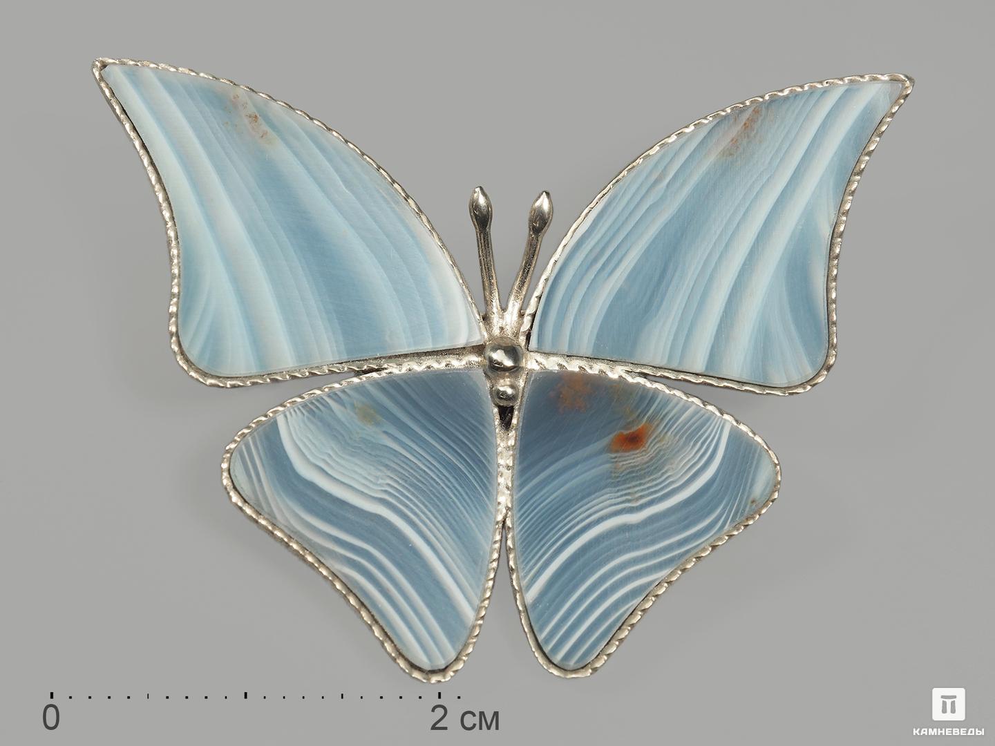 Брошь «Бабочка» с агатом, 4,3х3,2 см, 9625, фото 1