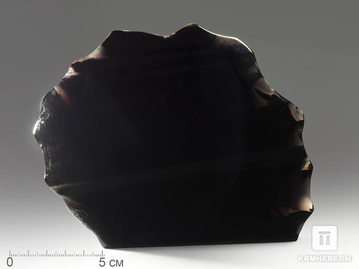 Срез обсидиана (обсидиановое зеркало), 15,5х12,4х4,1 см, 345, фото 3