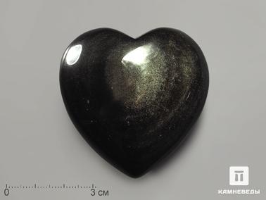 Обсидиан. Сердце из золотистого обсидиана, 5,3х5,1х2,5 см