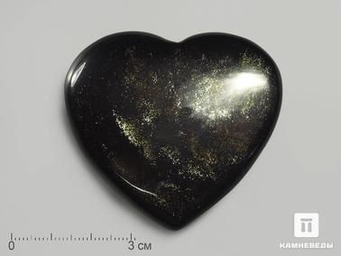 Обсидиан. Сердце из золотистого обсидиана, 5,3х4,9х1,6 см