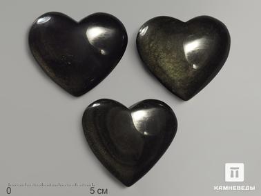 Обсидиан. Сердце из золотистого обсидиана, 5,5х5,1х2,5 см