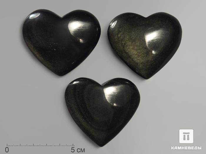Сердце из золотистого обсидиана, 5,5х5,1х2,5 см, 7778, фото 1