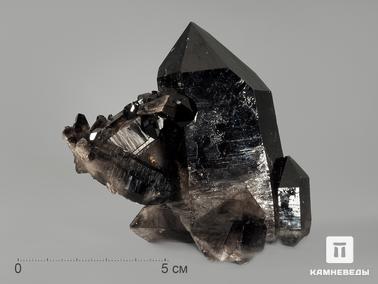 Морион (чёрный кварц). Морион (чёрный кварц), сросток кристаллов 9,4х9х5 см