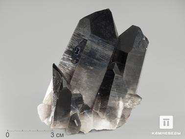 Морион (чёрный кварц). Морион (чёрный кварц), сросток кристаллов 9,3х7х4,6 см