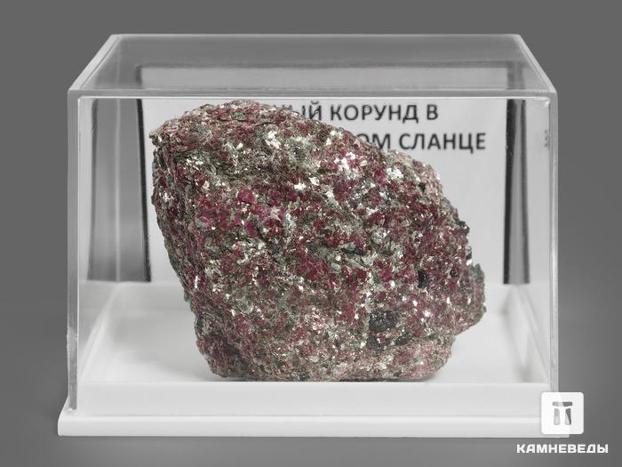 Кристаллы корунда красного в кристаллическом сланце, 4,2х1,8х3,7 см, 9841, фото 2