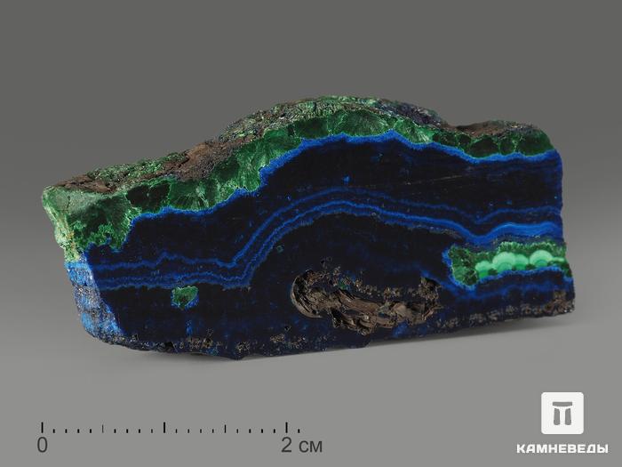 Азурмалахит, полированный срез 4,3х2х0,6 см, 10070, фото 1