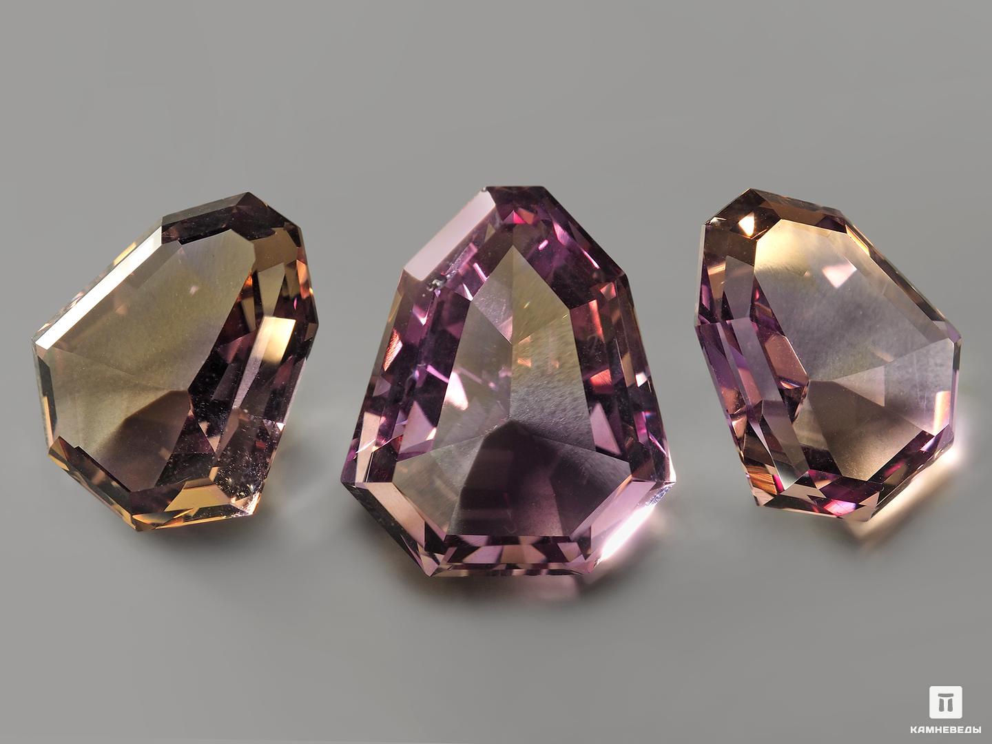 Комплект огранки аметрина из 3 камней (29,1 ct) комплект огранки топаза из 3 камней 18 25 ct