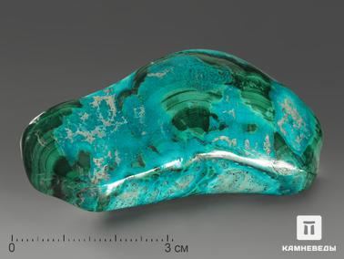 Хризоколла, Малахит. Хризоколла с малахитом, полировка 6,9х2,8х2,7 см